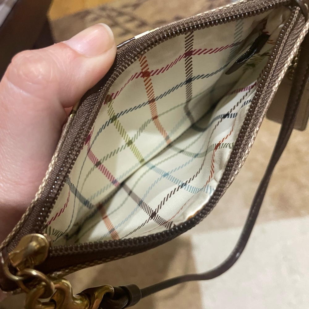 Coach Signature Brown Wristlet with Gold Logo - Picture 3 of 4